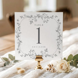 Convite Números de Mesa de Casamento Floral Francês Cinza