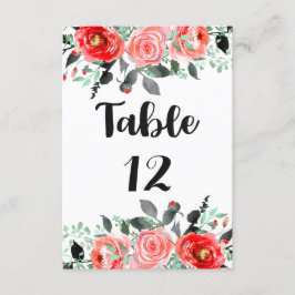 Convite Números de Mesa de Casamento Floral Peônia com Pês