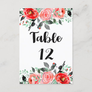 Convite Números de Mesa de Casamento Floral Peônia com Pês