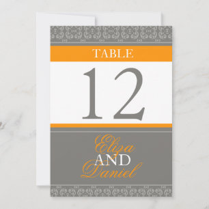 Convite Números de mesa de casamento listrados de cinza e