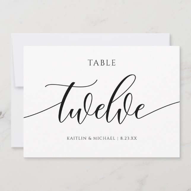 Convite Números de Mesa de Casamento Modernos Caligrafia - (Frente)
