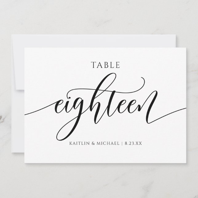 Convite Números de Mesa de Casamento Modernos Caligrafia - (Frente)