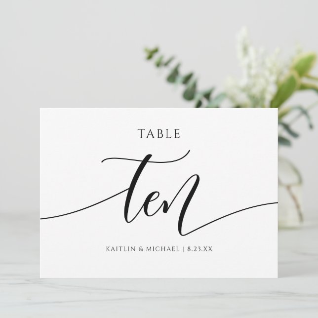 Convite Números de Mesa de Casamento Modernos Caligrafia - (Em pé/Frente)