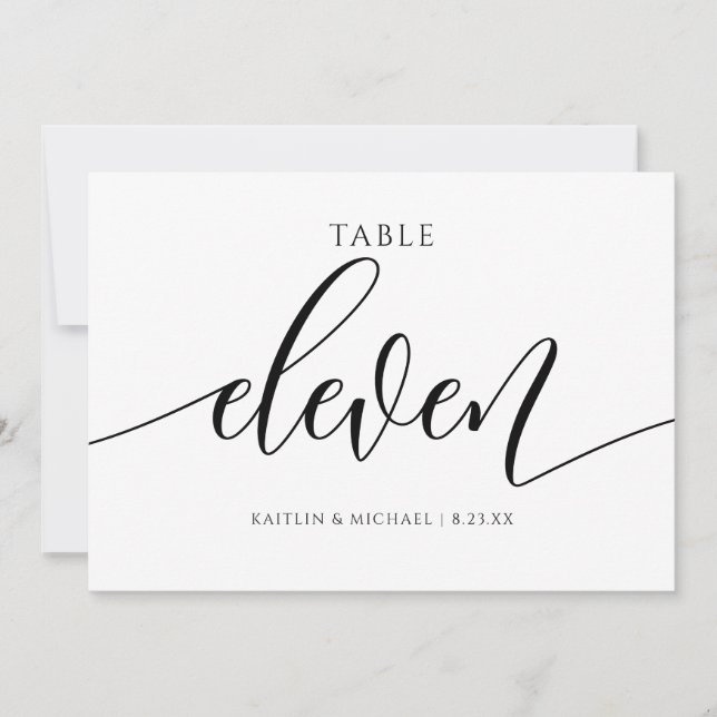 Convite Números de Mesa de Casamento Modernos Caligrafia - (Frente)