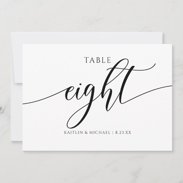 Convite Números de Mesa de Casamento Modernos Caligrafia - (Frente)
