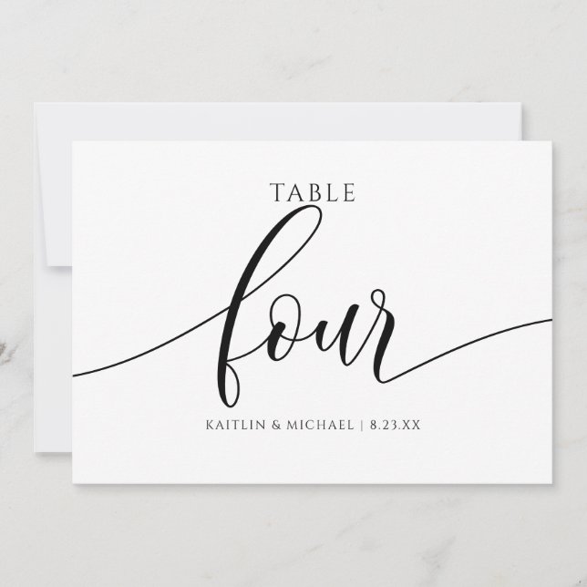 Convite Números de Mesa de Casamento Modernos Caligrafia - (Frente)