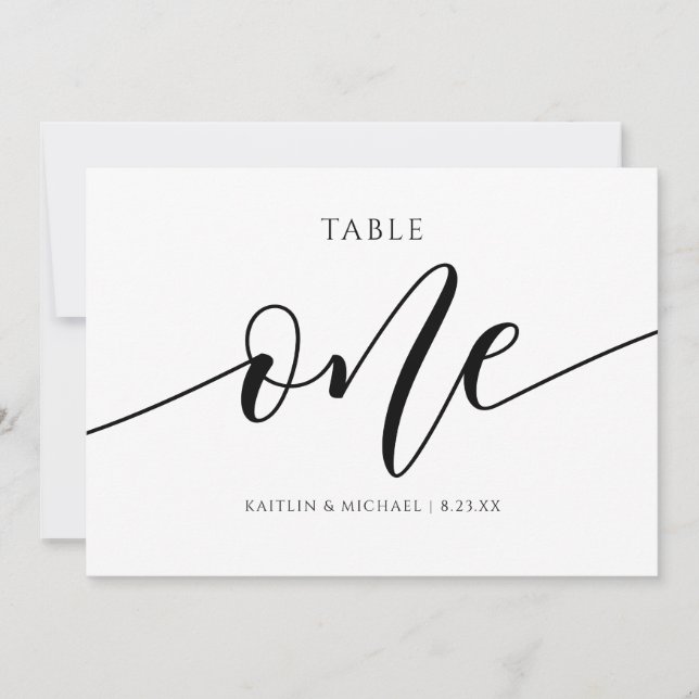 Convite Números de Mesa de Casamento Modernos Caligrafia - (Frente)