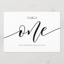 Números de Mesa de Casamento Modernos Caligrafia -
