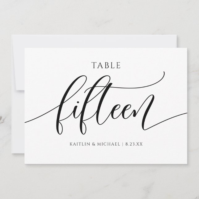 Convite Números de Mesa de Casamento Modernos Caligrafia - (Frente)