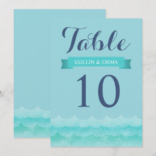 Convite Números de Mesa de Casamento Náutico Azul Pastel n