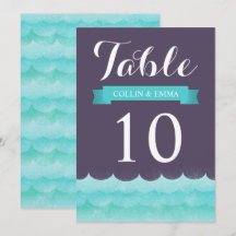 Números de Mesa de Casamento Náutico no Mar Roxo