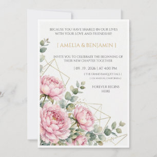 Convite números de mesa de casamento, peônia rosa casament