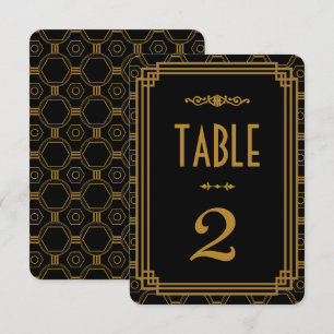 Convite Números de Mesa de Casamento Preto Art Deco