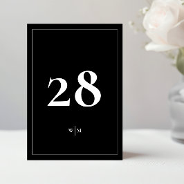 Convite Números de Mesa de Casamento Preto com Moldura Bra