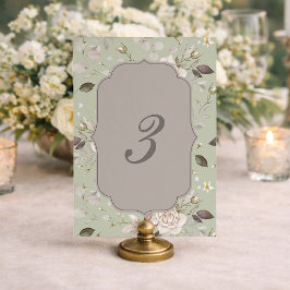Convite Números de Mesa de Casamento Rosa Vintage Verde Sa