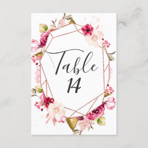 Convite Números de Mesa de Casamento Rose Gold Burgundy & 