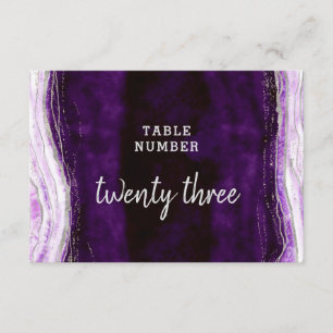 Convite Números de Mesa de Casamento Roxo Âmbar e Prata
