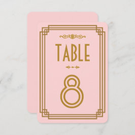 Convite Números de Mesa de Casamento Simples Rosa Art Déco