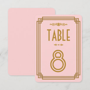Convite Números de Mesa de Casamento Simples Rosa Art Déco