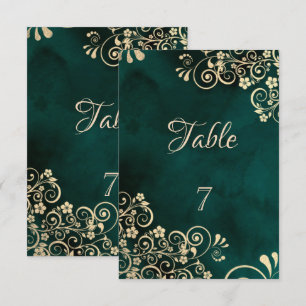 Convite Números de Mesa de Casamento Verde Esmeralda com O