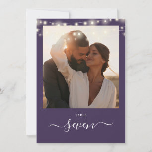 Convite Números de Mesa de Fotos com Luzes de Corda Roxa