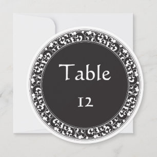 Convite Números de Mesa - Design Preto Vintage Círculo