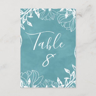 Convite Números de Mesa em Aquarela Floral Editáveis por C
