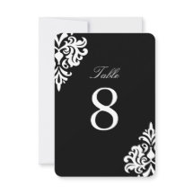 Números de Mesa em Damasko Preto e Branco