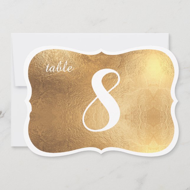 Convite Números de Mesa em Faux Dourado Antigo PixDezines (Verso)