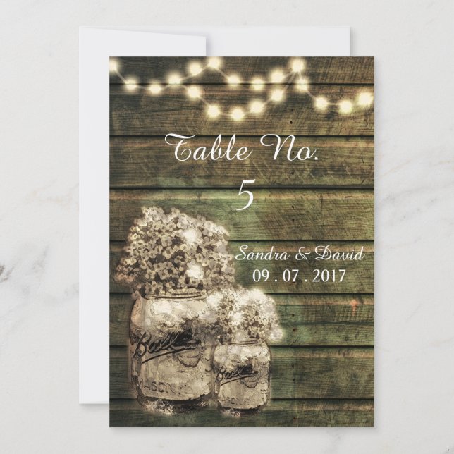 Convite Números de Mesa em Pote de Pedra Rústico (Frente)