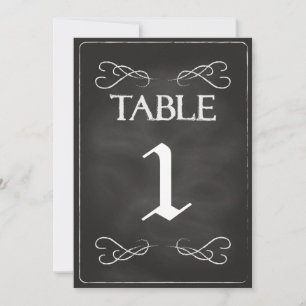 Convite Números de Mesa em Quadro Negro