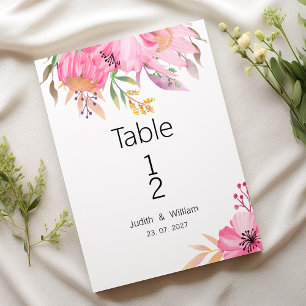 Convite Números de mesa florais de jardim botânico aquarel