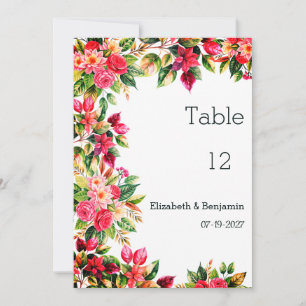 Convite Números de mesa florais de país colorido e lindo
