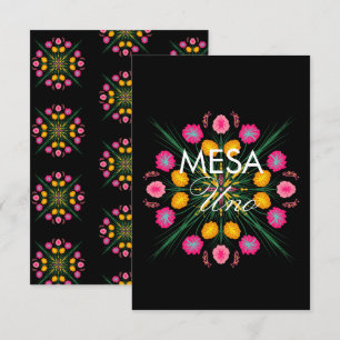Convite Números de Mesa Florais Espanhóis Desenhados à Mão