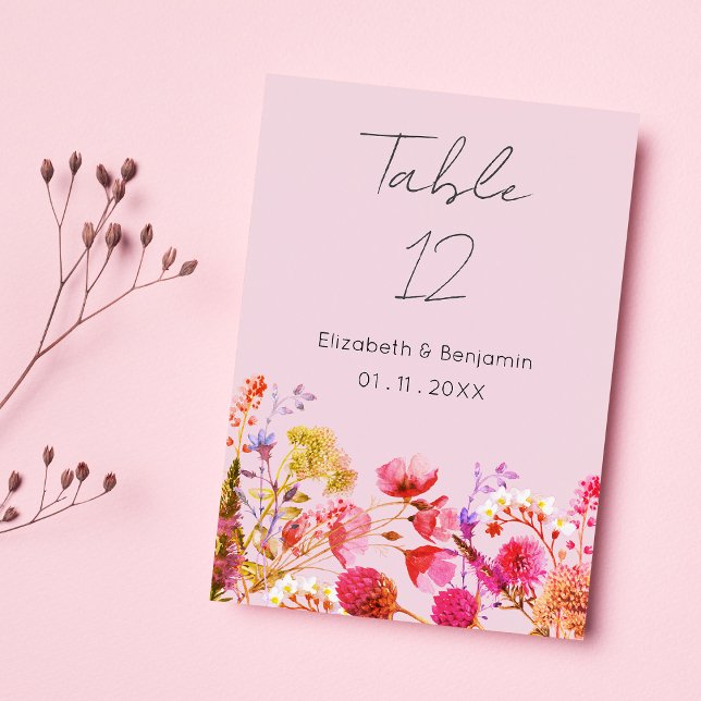 Convite Números de Mesa Florais Lavanda Laranja Rosa Amare (Lavender Orange Pink Yellow Floral Table Numbers)