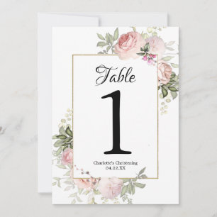 Convite Números de mesa florais rosa