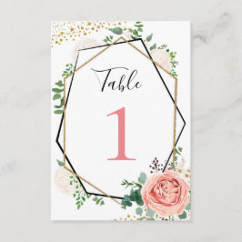 Convite Números de Mesa Geométricos Rosa Dourado Moderno