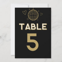 Números de mesa grandes retro disco groovy dourado