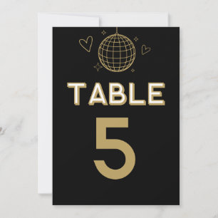 Convite Números de mesa grandes retro disco groovy dourado