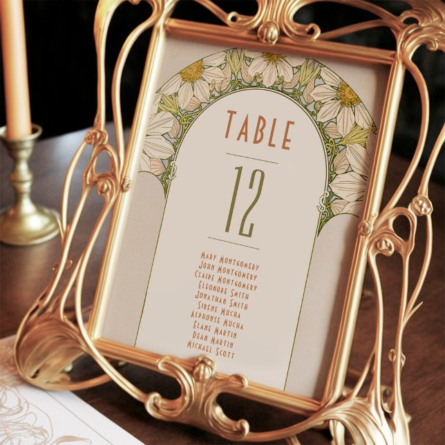 Convite Números de Mesa Margaridas Arte Nova Casamento Vin (Criador carregado)