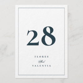 Convite Números de Mesa para Casamento 5 x 7 Elegantes Azu