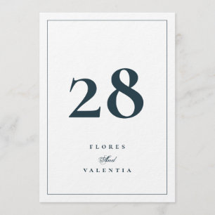 Convite Números de Mesa para Casamento 5 x 7 Elegantes Azu