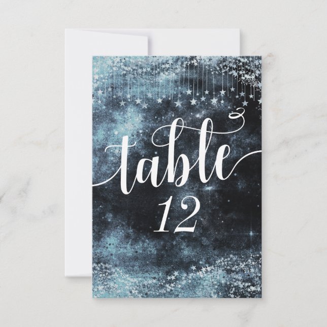 Convite Números de Mesa para Casamento Céu Aquarela Estrel (Frente)