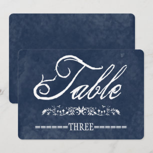 Convite Números de Mesa para Casamento com Aquarela Azul