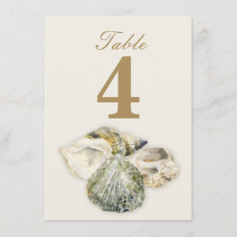 Convite Números de mesa para casamento com conchas marinha