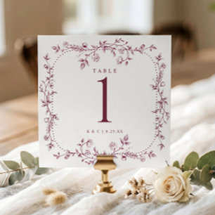 Convite Números de Mesa para Casamento com Toile Floral Ve