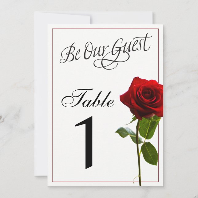 Convite Números de Mesa para Casamento de Conto de Fadas (Frente)