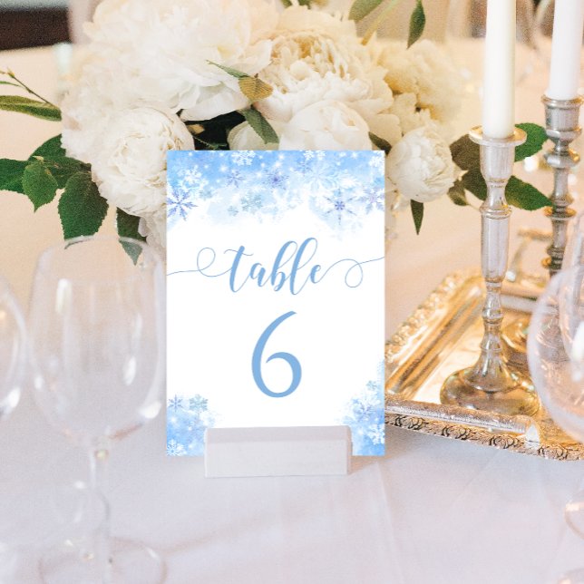 Convite Números de mesa para casamento de inverno com floc (Criador carregado)
