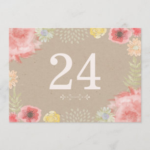Convite Números de Mesa para Casamento de Verão no Prado