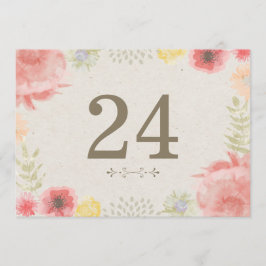 Convite Números de Mesa para Casamento de Verão no Prado